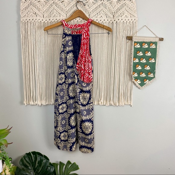 THML Anthropologie Mixed Print Navy  Red  Floral Sleeveless Dress  Small - Picture 7 of 12